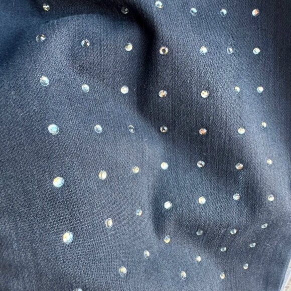 BEBE Heartbreaker Cropped Rhinestones Front Gray/Black Jeans Size 28. - Picture 8 of 9